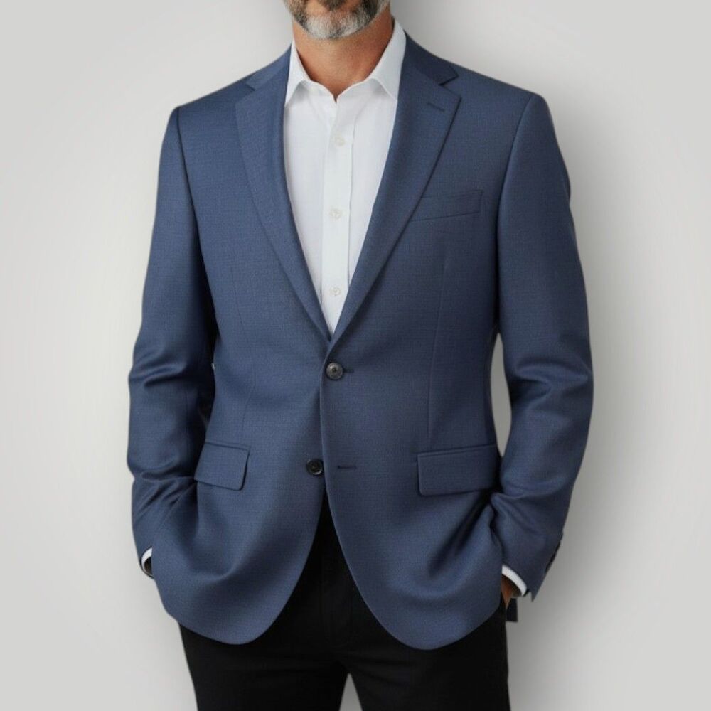 MANTONI Mens 52L Navy Blazer Sport Coat 2 Button Suit Jacket Regular fit